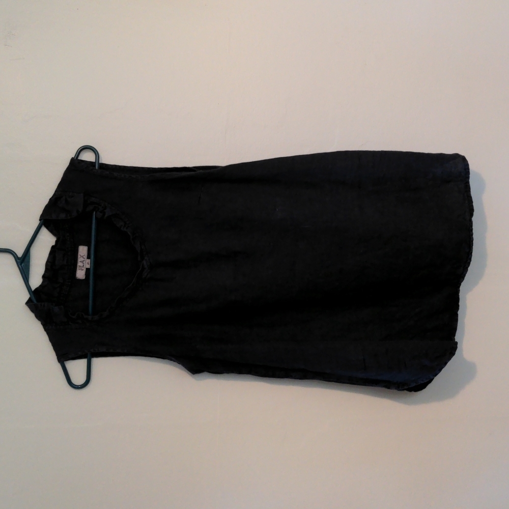 FLAX Linen sleeveless shirt, black, small